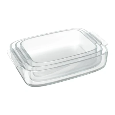 Afbeelding van Relaxdays ovenschaal set van 3 glas handvatten vaatwasserbestendig