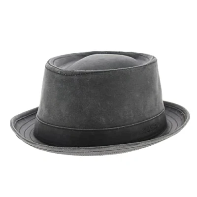 Afbeelding van Stetson Odenton Varkenspie hoed voor dames en heren, varkenspaarthoed van katoen, waterafstotend fedora met zonwering, zomer/winterhoed muzikanthoed, zwart.