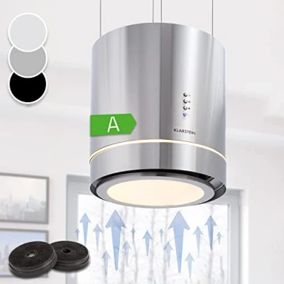 Afbeelding van Klarstein Tron Ambience Eilandafzuigkap Ø38cm Circulatie: 540M3/H LED Verlichting RVS Zilver