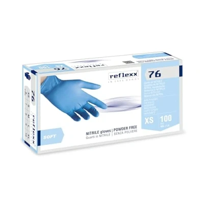 Afbeelding van Reflexx R76/XS Nitril handschoenen, poedervrij, lichtblauw, maat 3,5, XS, 100 stuks