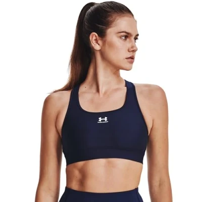 Image de Under Armour Damen UA Authentics Mid Padless, Sport BH mit mittlerer Unterstützung, schweißableitender ohne Polster, Navy