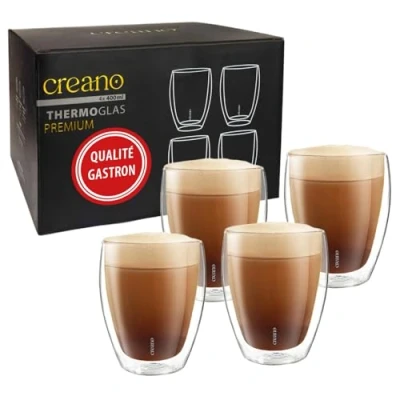 Afbeelding van Creano Set van 4 dubbelwandige glazen 400 ml gastronomische kwaliteit 100% vaatwasmachinebestendig