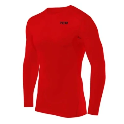 Afbeelding van TCA Mannen HyperFusion Compressie Basislaag Top Lange Mouw Ondershirt Mock Hals Rood, M