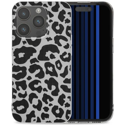 Afbeelding van iMoshion hoesje Geschikt voor iPhone 15 Pro Siliconen Design Goud / Leopard Transparent