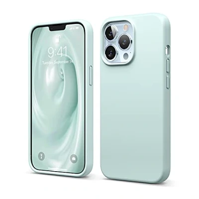 Afbeelding van elago Beschermhoes van vloeibare silicone, compatibel met iPhone 13, 6,1 inch, hoes premium rondom bescherming, schokbestendige 3 structuren, zachte microvezel, voorkomt krassen