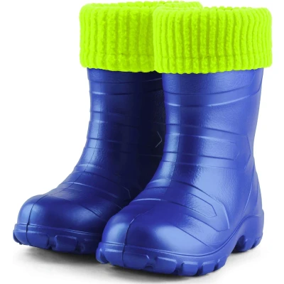 Afbeelding van Ladeheid Kinder Regenlaarzen Rubber met Binnenschoen EVA Wasbare LA LMG 845 AspenKids Blauw2727c/Geel 25