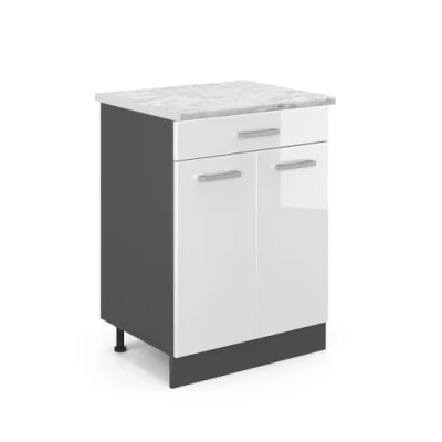 Afbeelding van Vicco Keukenonderkast R Line, Wit Hoogglans/Antraciet, 60 cm WB Marmer