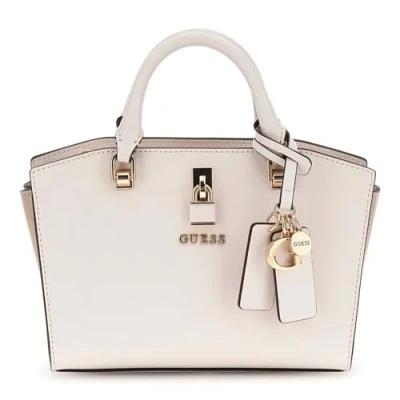 Afbeelding van GUESS Handtas Schoudertas Queensland Mini Satchel Bag Creme White / Taupe Crème