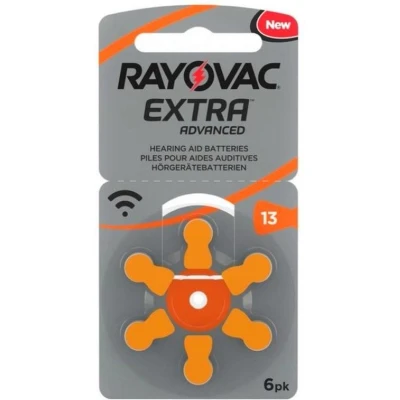 Afbeelding van Rayovac Batterij Zink Lucht, 13, 1.4V Extra Advanced, Retail Blister (6 Pack)