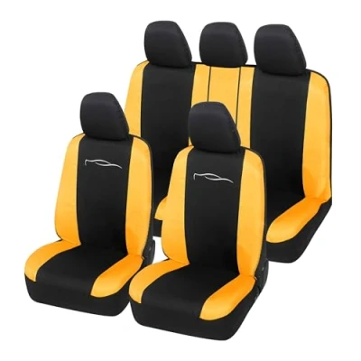 Afbeelding van Auto Accessori Lupex Universele autostoelhoes, model Racing, voor en achter, polykatoen (zwart geel)