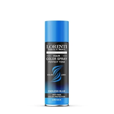 Afbeelding van LORENTI TOKYO &amp; SEOUL Color Hair Endless Blue Haarkleurspray, 150 ml, voor kostuum en make up carnaval, Halloween themafeesten, wasbaar, Spray