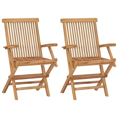 Afbeelding van vidaXL Tuinstoelen, inklapbaar, set van 2, massief teakhout