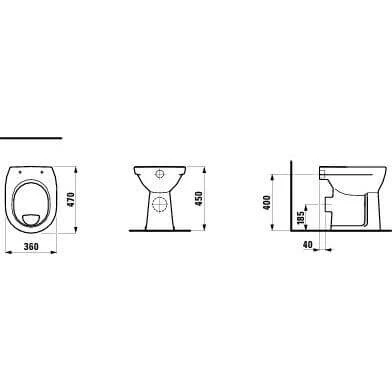 Afbeelding van Laufen Pro closetpot vlakspoel PK +6cm