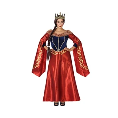 Afbeelding van Kostuums voor Volwassenen 113916 Rood Marineblauw Middeleeuwse Koningin Maat XL