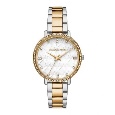Afbeelding van Michael Kors Montre Pyper pour femme, mouvement à quartz trois aiguilles avec bracelet en acier inoxydable,Argent et or
