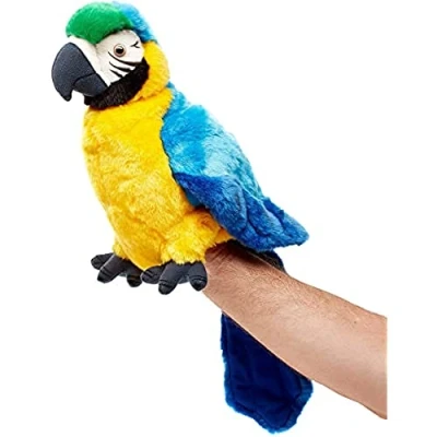 Afbeelding van Uni Toys Papegaai marionet met draaibare kop 26 cm (hoogte) pluche pop, vogel knuffeldier
