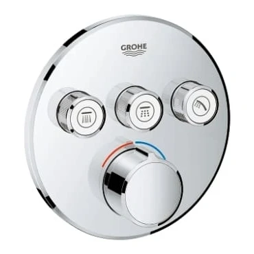 Afbeelding van Grohe Smartcontrol afdekset voor douchekraan met omstel 3x rond Chroom