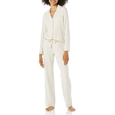 Image de Amazon Essentials Ensemble Pyjama Avec Chemise À Manches Longues, En Coton Et Textile Modal (Grandes Tailles Disponibles) Women&#039;s, Beige, XXL Grande taille