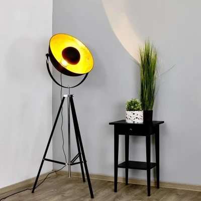 Afbeelding van Vloerlamp Mineva in zwart en goud