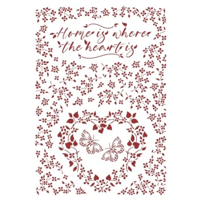 Afbeelding van Stamperia Stencil A4 Provence Home is Where the Hearting (KSG490) (DISCONTINUED)