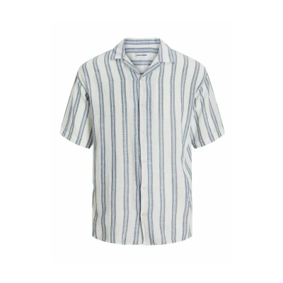 Afbeelding van Jack &amp; Jones Jjeenzo Stripe Resort Overhemd, Heren, Maat: Small, White