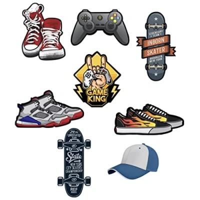 Afbeelding van 8 stuks opstrijkbare patches voor het repareren en decoreren van broeken, jassen, truien, rugzakken (Game King)