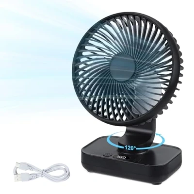 Afbeelding van Aischens Oscillerende USB tafelventilator, zeer stille mini ventilator met 4000 mAh batterij, persoonlijke draagbare tafelventilator voor thuis,