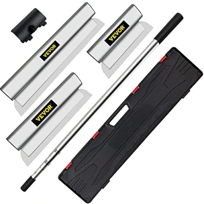Image de VEVOR Lame d&#039;Écumage à Lisser 25/60/80 cm Kit de Spatule pour Cloisons Sèches, Couteau Mastic avec Poignée d&#039;Extension Ergonomique Outil Plâtrage Mur Enduire Plâtre Gypse
