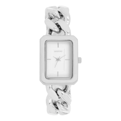 Afbeelding van Oozoo Timepieces polshorloge, modern en elegant dameshorloge, analoog display, Wit/Zilver, Modieus