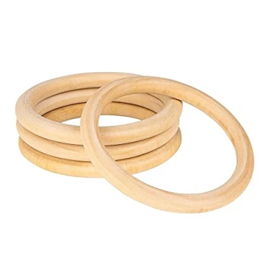 Afbeelding van Set van 4 hoogwaardige houten ringen voor knutselproject, diameter 10 cm, dikte mm, natuurlijke kleur