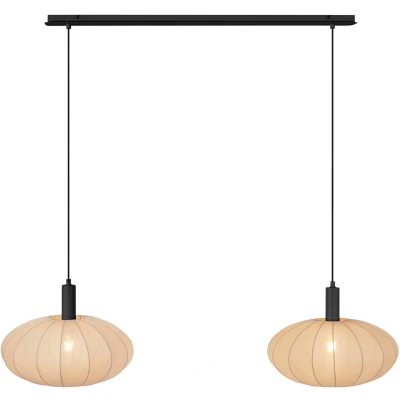 Afbeelding van QAZQA bida Japandi Hanglamp voor boven de eettafel in eetkamer 2 lichts L 127 cm Bruin Woonkamer Slaapkamer Keuken