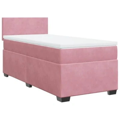 Image de vidaXL Sommier à lattes de lit avec matelas Rose 90x190 cm Velours