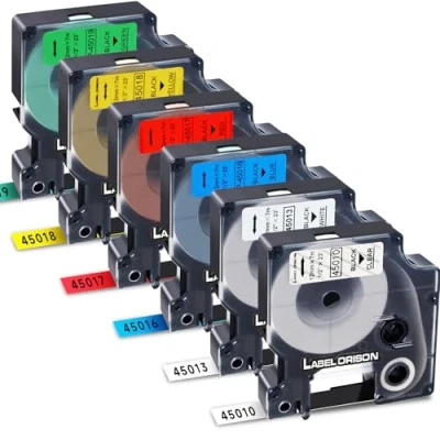 Afbeelding van Label Orison 6 stuks reservebanden compatibel voor Dymo D1 12 mm 45010 45013 45016 45017 45018 45019 LabelManager 100 160 200 210D 280 labelprinters 500TS 420P 360D