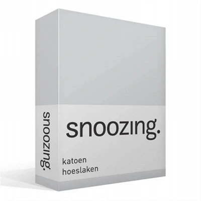 Afbeelding van Snoozing Katoen Hoeslaken Lits jumeaux 200x220 cm Grijs