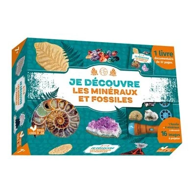 Image de Je découvre les minéraux et fossiles coffret avec lampe kit excavation