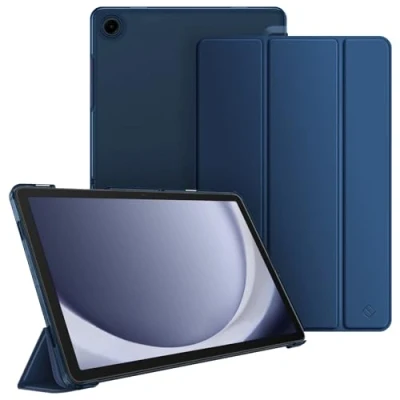 Afbeelding van Fintie Ultradunne beschermhoes voor Samsung Galaxy Tab A9 Plus 11 inch 2023, met doorschijnende achterkant, automatische slaap/waakfunctie, A9+ SM X210/X216/X218, donkerblauw