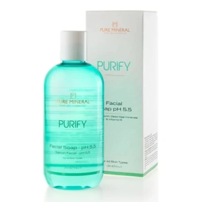Afbeelding van Pure Mineral Balancerende gezichtszeep pH 5.5 milde reiniger met vitamine E voor alle huidtypes zonder siliconen, sulfaten, parabenen 250 ml