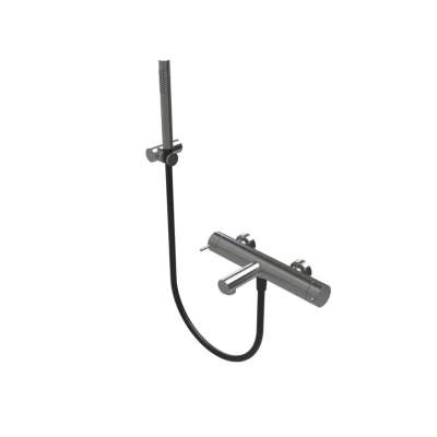 Afbeelding van Waterevolution Flow thermostatische twee weg douchemengkraan met handdouche Gun Metal T130TNWGM