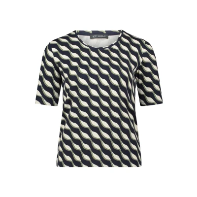 Afbeelding van Betty Barclay Tshirt Print Grafisch Blauw/dessin 42
