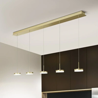 Afbeelding van Hanglamp Dunk, messing, 5 lamps, 3.000 K, metaal