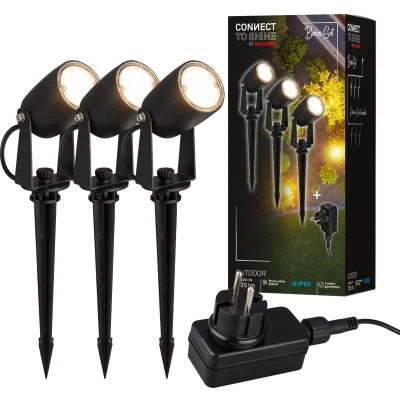 Afbeelding van Briloner LED tuinspot 3927035 Aanloopset met grondspies Zwenkbaar IP65 1,5m voedingskabel 25,5 x 4 cm Zwart gekleurd