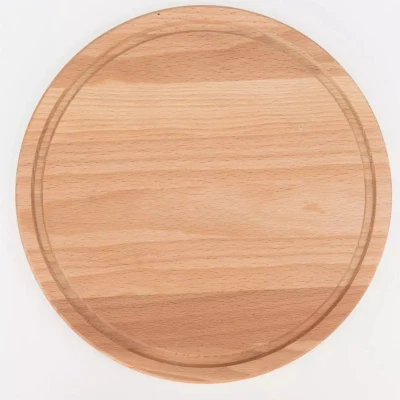 Afbeelding van HOCHO Snijplank Beukenhout Ø 220x15mm Met Sapgeul &amp; Olie Afwerking serie Grove