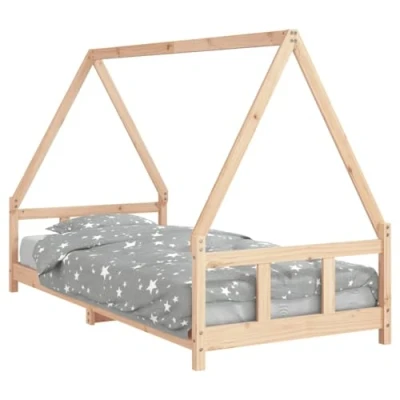 Afbeelding van Kinderbedframe 80X160 cm Massief Grenenhout Zwart 90 x 200 / Naturel