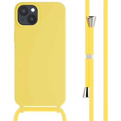 Afbeelding van iMoshion hoesje Geschikt voor iPhone 15 Plus met koord Siliconen Geel