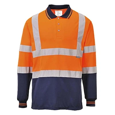 Afbeelding van Polo met lange mouw Tweekleuren Blauw/oranje S279 Portwest