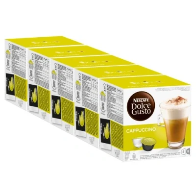 Afbeelding van Nescafé Dolce Gusto Cappuccino, 5 blikjes, x 16 capsules (40 kopjes)