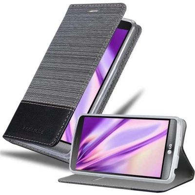 Afbeelding van Cadorabo Hoesje geschikt voor LG G3 STYLUS in GRIJS ZWART Beschermhoes met magnetische sluiting, standfunctie en kaartvakje Book Case Cover Etui