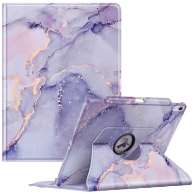 Afbeelding van FINTIE Draaibare hoes compatibel met iPad Air 13 inch (M2) 2024 [360 graden draaibaar] potloodhouder, automatische slaap/wake, lila marmer
