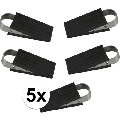 Afbeelding van Benson Deurstopper Rubber RVS 3 cm Wigmodel 5 stuks