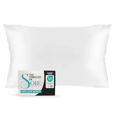 Afbeelding van Dreamzie Kussensloop Zijde, 50 x 70 cm, 100% moerbeizijde, 19 mommes, Natuurlijk, Oeko Tex gecertificeerd, voor haar en huid, Anti aging effect Wit